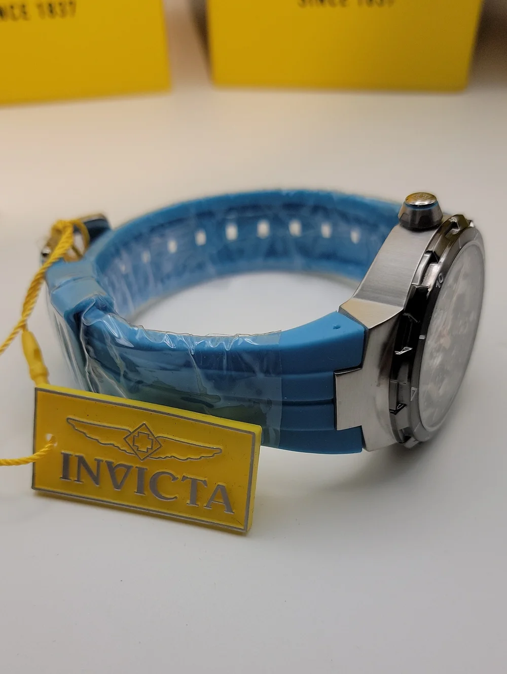 NEW 🏁 Invicta Racing Stint Master Men's Watch - 46mm. Light Blue Silicone 49442